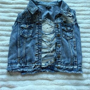 Ripped Denim Tank Top - Blue